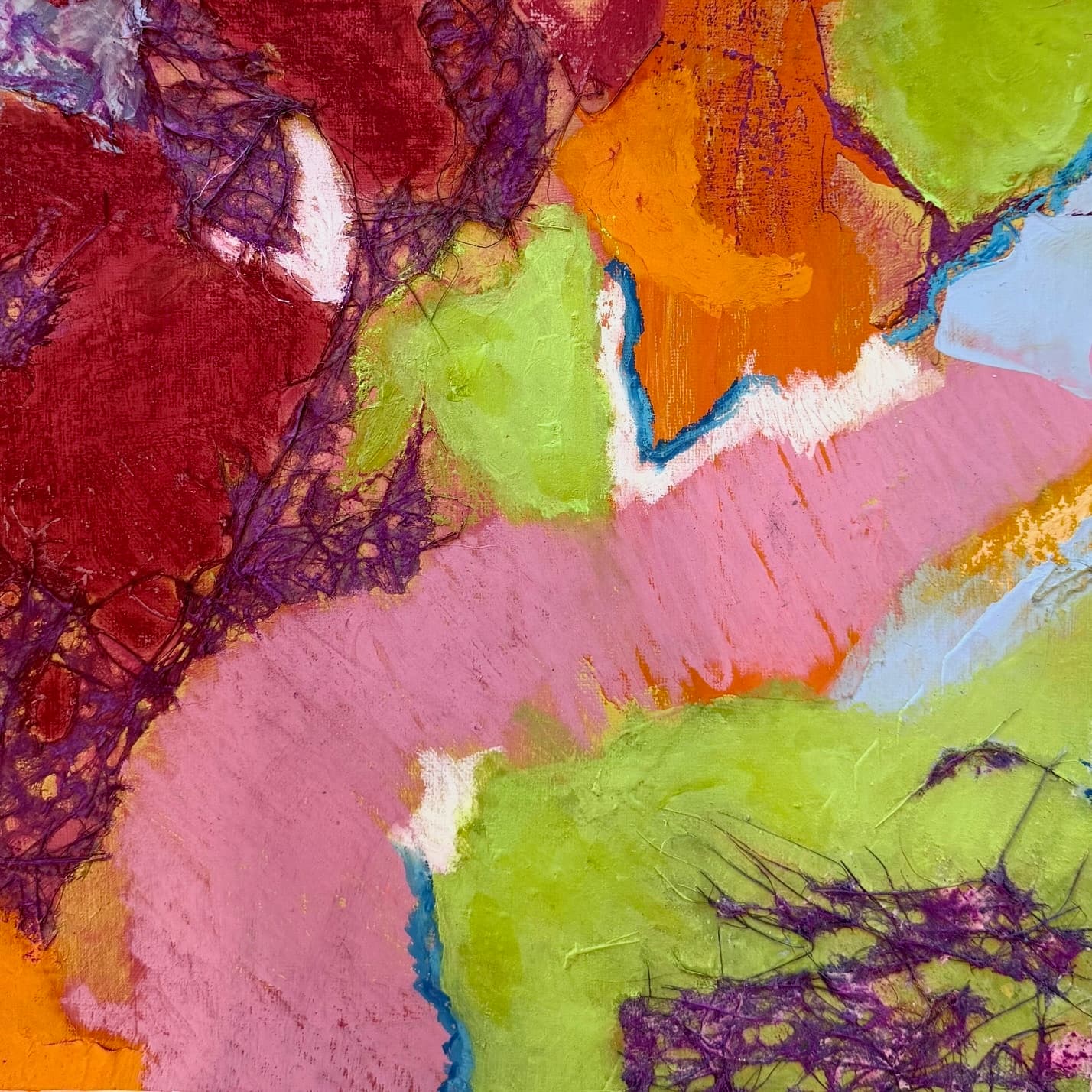 Abstract — Gold, Teal and Pink