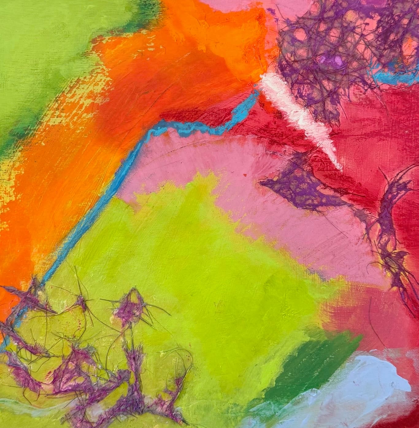 Abstract — Lime, Orange and Pink